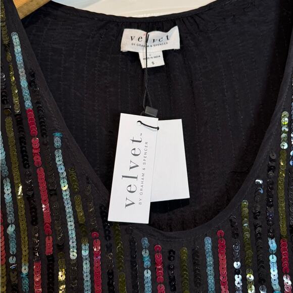 Anthropologie Velvet By Graham  Elisa Retro Sequin Drape Dress Size‎ Small - Picture 7 of 14